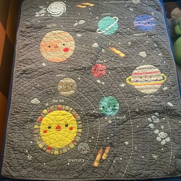 Crate & Barrel (Crate & Kids) Outer Space Baby Crib Quilt - Picture 3 of 9
